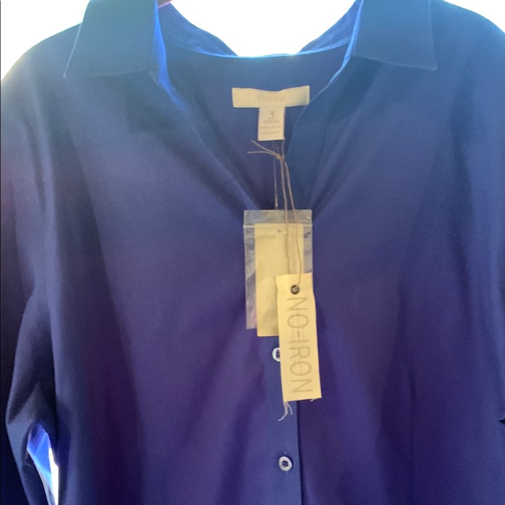 Chico's Blue No-Iron Shirt